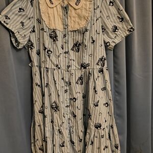 Disney Blue and White Striped Alice In Wonderland Dress From Hot Topic